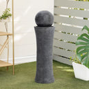 Garden Sanctuary Outdoor Modern Cylindrical Water Polo Fountain with Warm Light