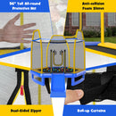 7 Feet Hexagonal Trampoline with Slide and Safety Enclosure Net-Blue
