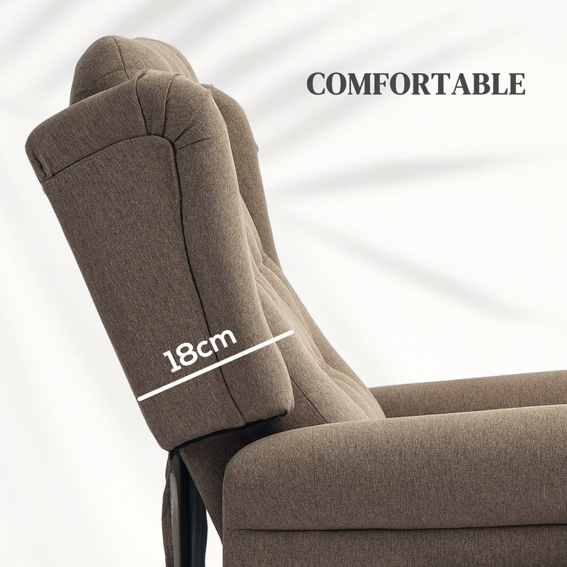 HOMCOM Power Lift Recliner Armchair with Wingback, Button Tufted, Brown