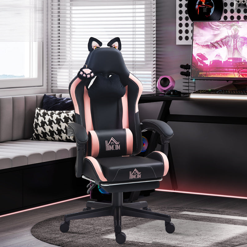 HOMCOM Gaming Chair with Footrest, Reclining Computer Chair, Black