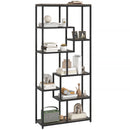 HOMCOM Industrial Bookcase 7-Tier Bookshelf Shelving Unit Grey Black