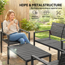 Outsunny 4 Piece Garden Furniture Set, HDPE Metal Outdoor Sofa, Black