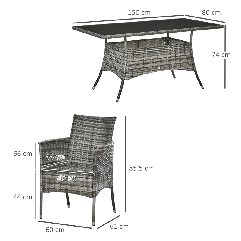 Outsunny 7pc Rattan Garden Furniture Dining Set Wicker Patio Conservatory Seater