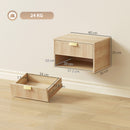 HOMCOM Floating Bedside Tables Set of 2 with Fluted Drawer Open Shelf Oak