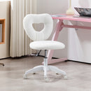HOMCOM Armless Heart Desk Chair, Makeup Vanity Chair for Home
