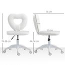 HOMCOM Armless Heart Desk Chair, Makeup Vanity Chair for Home