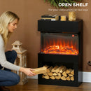 HOMCOM 1000W/2000W Electric Fire and Mantel with Remote & Timer, Black