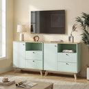HOMCOM Sideboard, 80 cm Buffet Cabinet with 2 Drawers, Light Green and Oak