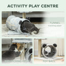 PawHut Cat Tree w/ Scratching Post, Bed, Cat Tunnel, Toy Ball