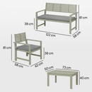 Outsunny 4 Seater Wooden Garden Furniture Set with Loveseat, Chairs, Table