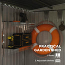 Outsunny 7 x 5FT Garden Shed w/ Foundation Lean to Metal Tool Shed Dark Grey