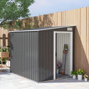 Outsunny 7 x 5FT Garden Shed w/ Foundation Lean to Metal Tool Shed Dark Grey