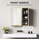 HOMCOM Bathroom Cabinet Wall Mounted Mirror Storage With Shelves Natural