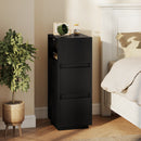 HOMCOM Slim Bedside Table, Bedside Cabinet with Open Shelf and 2 Drawers