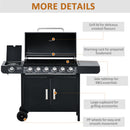 Outsunny 6+1 Burner Gas BBQ Grill Garden Barbecue With Wheels, Cabinet