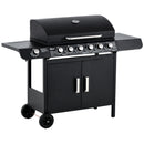 Outsunny 6+1 Burner Gas BBQ Grill Garden Barbecue With Wheels, Cabinet