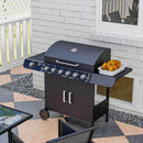 Outsunny 6+1 Burner Gas BBQ Grill Garden Barbecue With Wheels, Cabinet