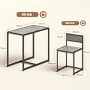 HOMCOM 3 Piece Dining Table Set With Metal Frame Charcoal Grey Wood-Effect