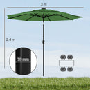 Outsunny Garden Parasol, Outdoor Umbrella With Tilt Function, Green