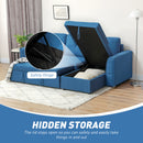 HOMCOM Dark Blue 3 Seater Sofa Bed, Convertible Pull Out Sofa With Storage