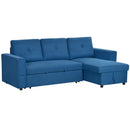 HOMCOM Dark Blue 3 Seater Sofa Bed, Convertible Pull Out Sofa With Storage