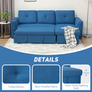 HOMCOM Dark Blue 3 Seater Sofa Bed, Convertible Pull Out Sofa With Storage