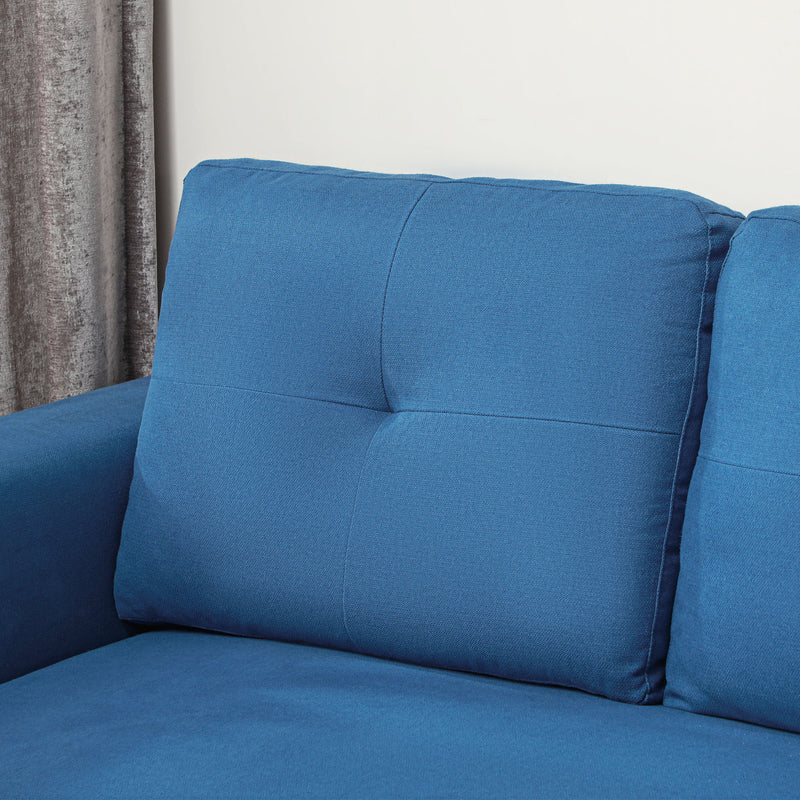 HOMCOM Dark Blue 3 Seater Sofa Bed, Convertible Pull Out Sofa with Storage