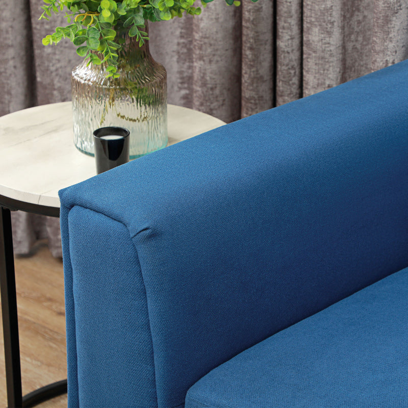 HOMCOM Dark Blue 3 Seater Sofa Bed, Convertible Pull Out Sofa with Storage