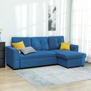 HOMCOM Dark Blue 3 Seater Sofa Bed, Convertible Pull Out Sofa With Storage