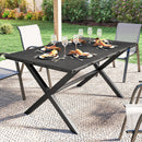 Outsunny Garden Dining Table, Outdoor Table for 6, Wood Effect Top, Black