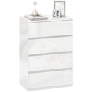HOMCOM Bedroom Chest of Drawers, High Gloss 4 Drawers Dresser, White