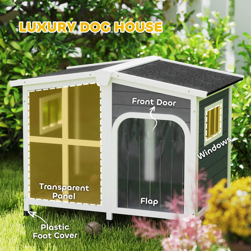PawHut Wooden Dog Kennel, Dog House with Removable Floor