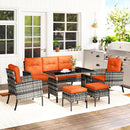 Outsunny 6 Pieces Rattan Garden Furniture Sofa Set with Cushions, Orange