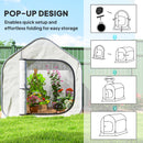 Outsunny Mini Pop Up Greenhouse W/ Reinforced PE Cover, Zipper Door, White