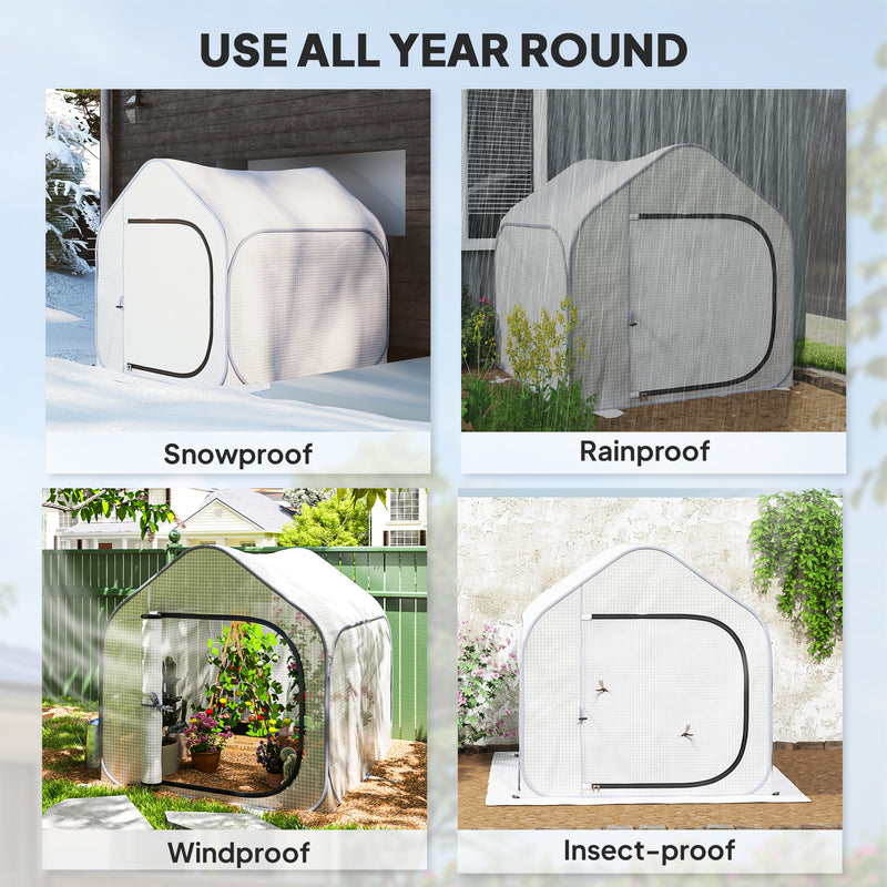 Outsunny Mini Pop Up Greenhouse W/ Reinforced PE Cover, Zipper Door, White