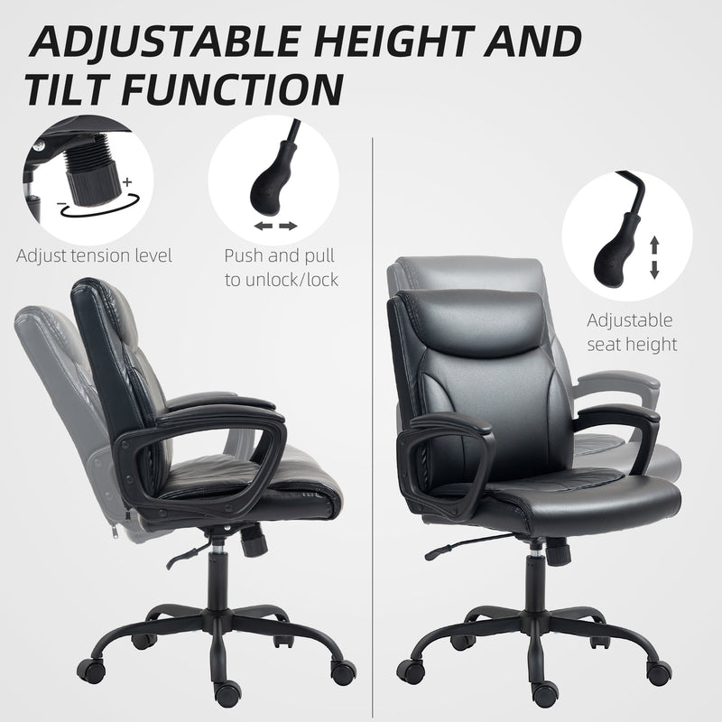 HOMCOM Faux Leather Desk Chair with Tilt Function for Home Office
