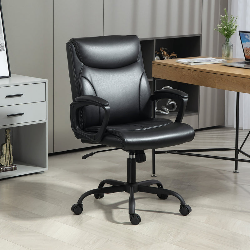 HOMCOM Faux Leather Desk Chair with Tilt Function for Home Office