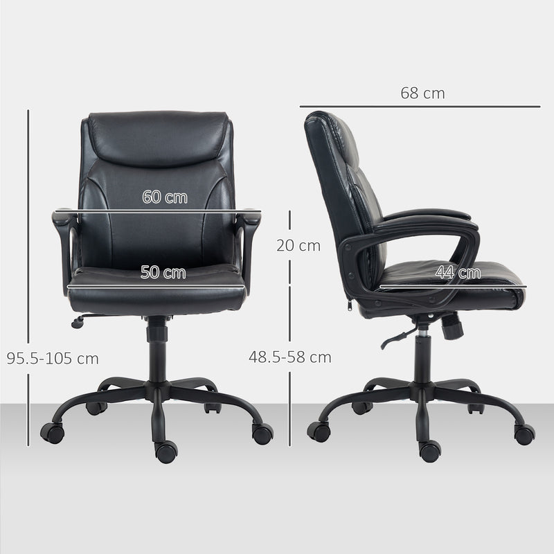 HOMCOM Faux Leather Desk Chair with Tilt Function for Home Office