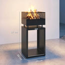 Outsunny Outdoor Fire Pit with Wood Storage 87 cm Black