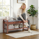 HOMCOM Shoe Bench with 2 Drawers Cushioned Seat 105 cm
