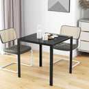 HOMCOM Modern Square Dining Table with Tempered Glass Top Metal Legs