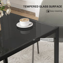 HOMCOM Modern Square Dining Table with Tempered Glass Top Metal Legs