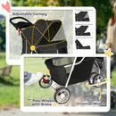 PawHut Pet Stroller Pushchair Carrier For Cat Puppy With 3 Wheels Black