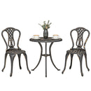 Outsunny Outdoor Bistro Set Cast Aluminium Patio Furniture For 2, Brown