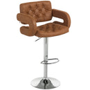 HOMCOM Adjustable Height Barstool Steel Pole PU Leather, Brown