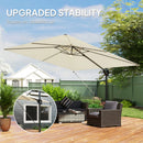 Outsunny 3 X 3 M Garden Cantilever Parasol W/ Light, Cover, Wind Protection