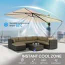 Outsunny 3 X 3 M Garden Cantilever Parasol W/ Light, Cover, Wind Protection