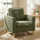 HOMCOM Armchair with Metal Legs and Spring Dark Green