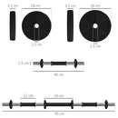 SPORTNOW 15KGS 2-in-1Adjustable Barbell & Dumbbells Set, Black And Green