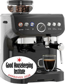 HOMCOM Espresso Machine, Bean Grinder & Steam Wand, 15 Bar Pressure, Black